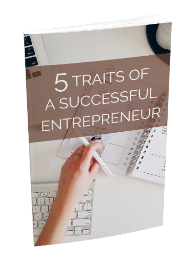 Cover of 'Five Traits of a Successful Entrepreneur' eBook showing a silhouette of an entrepreneur against an inspirational backdrop