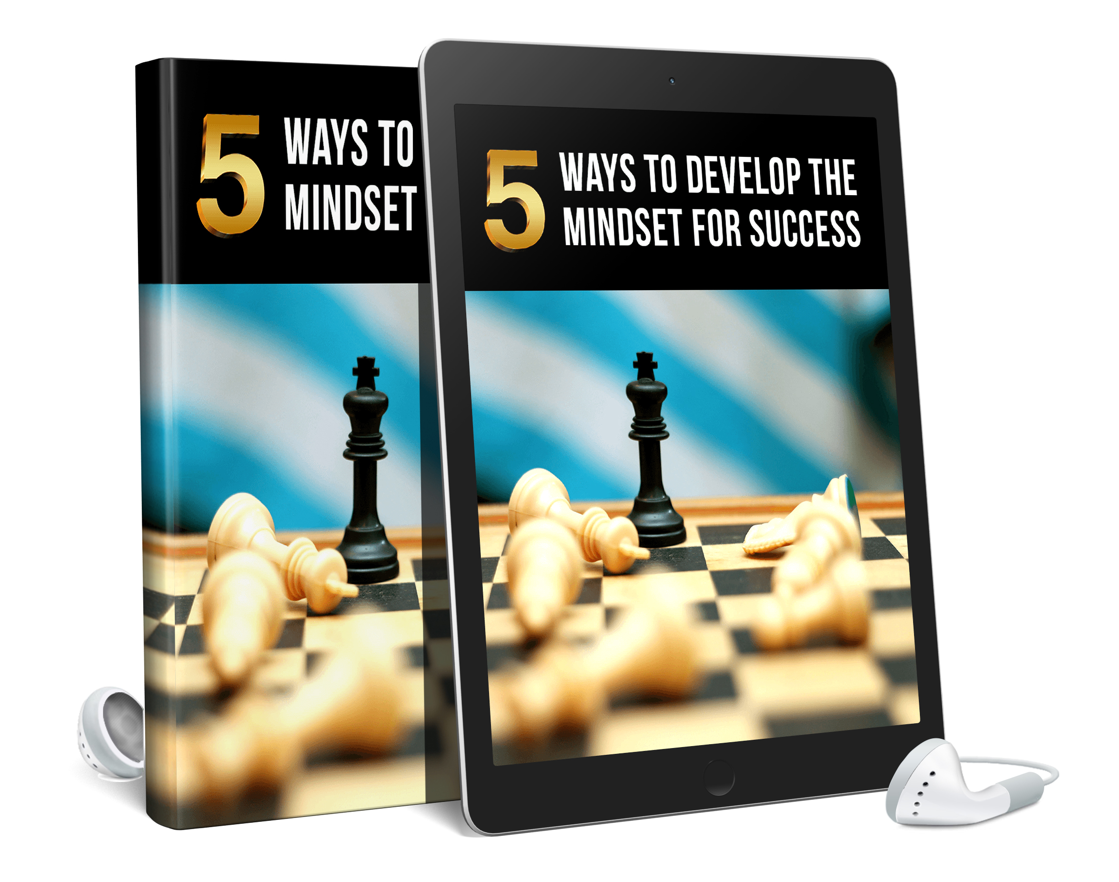 Cover for '5-Ways to Develop the Mindset for Success,' a guide to cultivating a successful mindset through both audiobook and eBook formats.