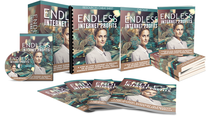 Cover of 'Endless Internet Profits Upgrade Package,' highlighting advanced strategies for creating and marketing evergreen info products.