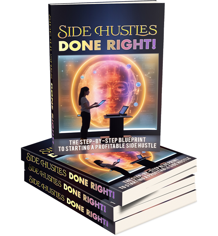 Cover image for 'Side Hustles Done Right,' showcasing the guide to launching a successful and profitable side hustle.