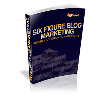 Cover image for 'Six Figure Blog Marketing,' highlighting the guide to achieving success and generating income through effective blog marketing.