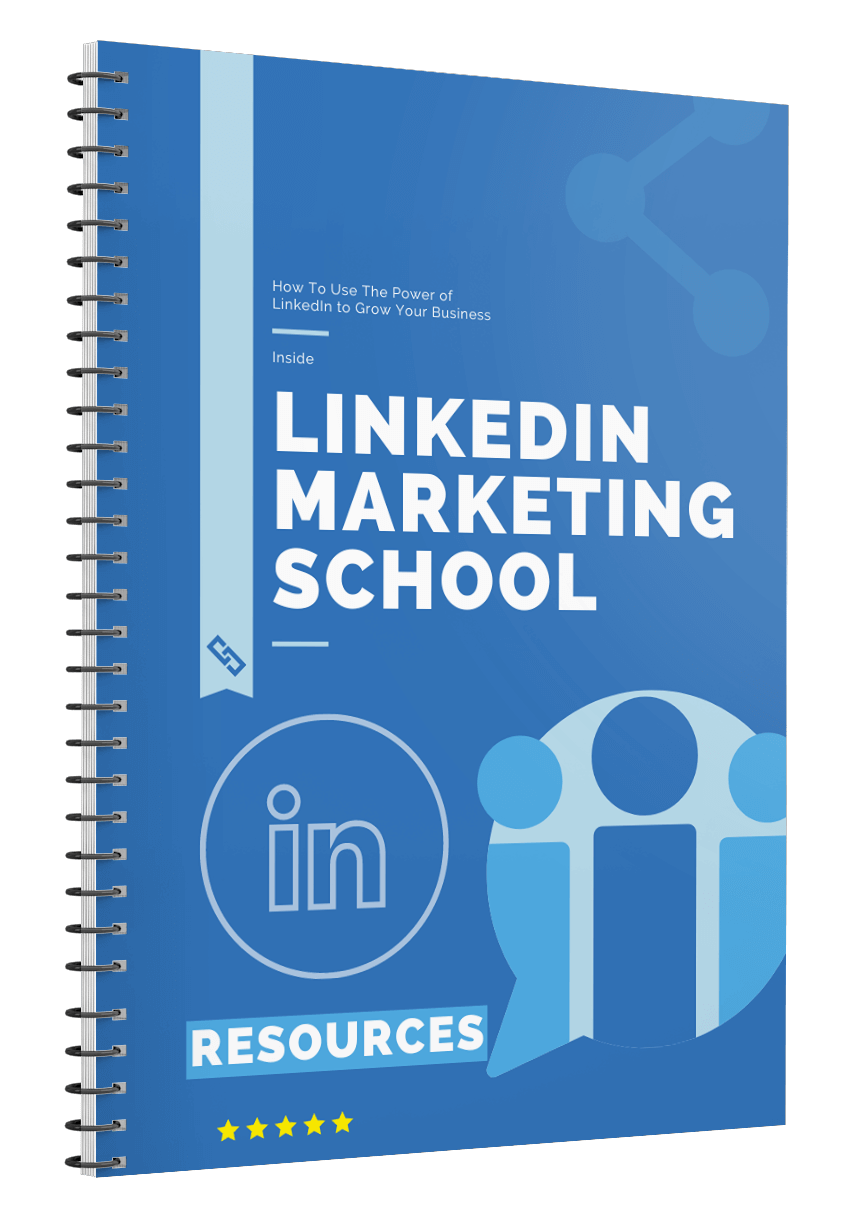 Cover image for 'LinkedIn Marketing School,' showcasing the ultimate guide to mastering LinkedIn for professional and business growth.
